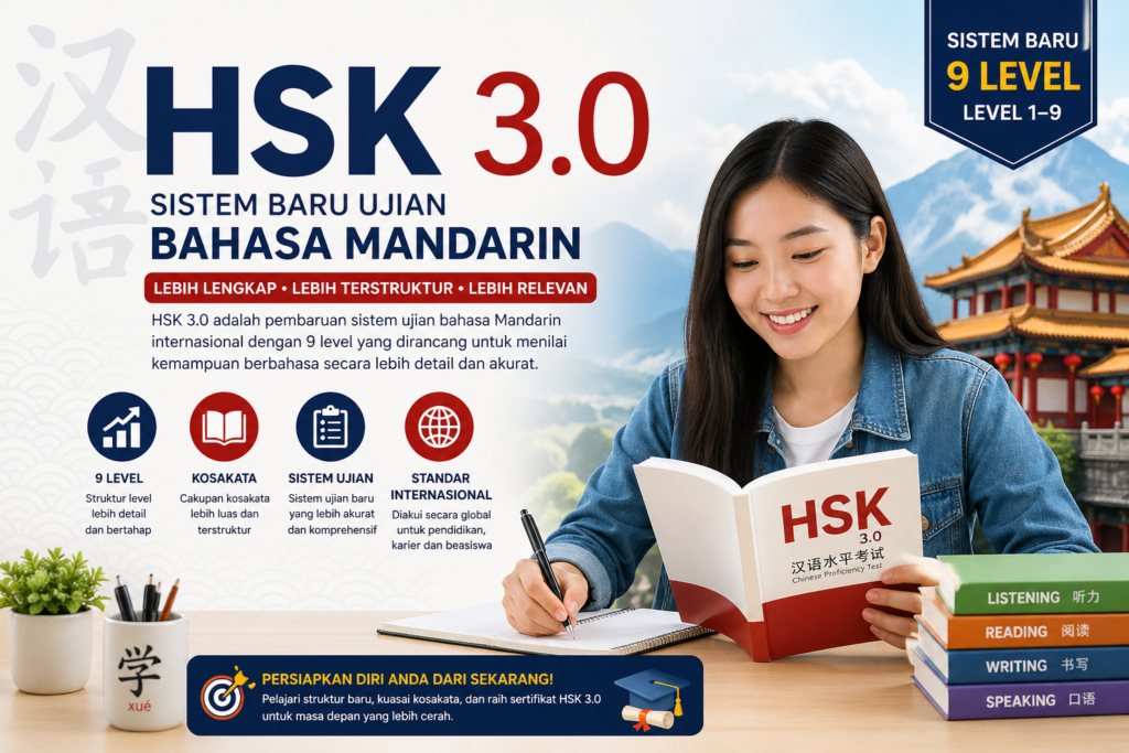 HSK 3.0 sistem baru ujian bahasa Mandarin dengan 9 level